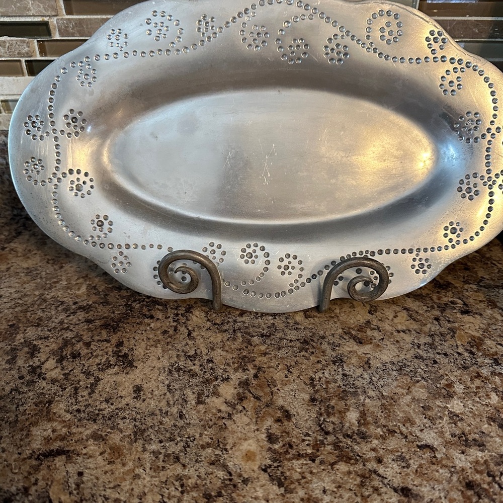 Lenox -VTG - French Perle Large Bread Tray Heavy Duty Aluminum 15x9